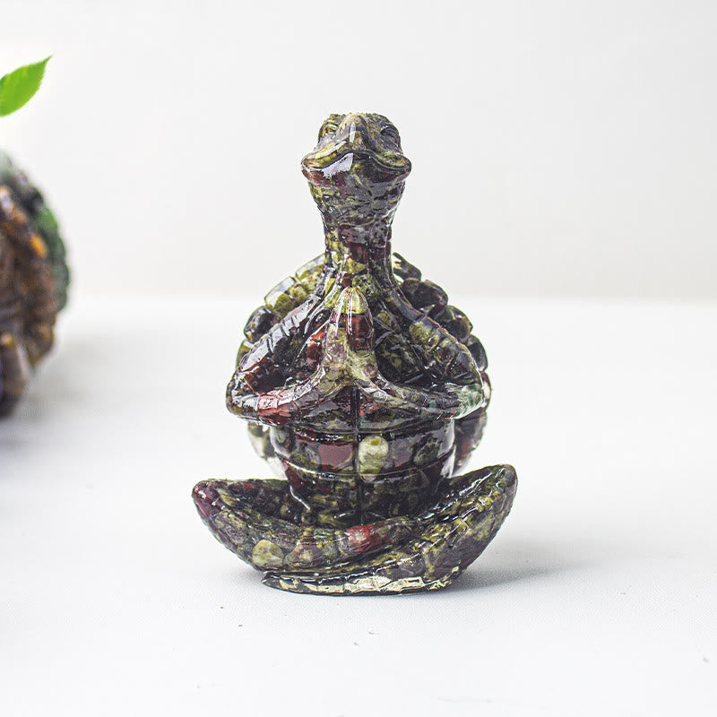 Decorazione in pietra preziosa a forma di tartaruga meditante in resina epossidica di cristallo Olivenorma