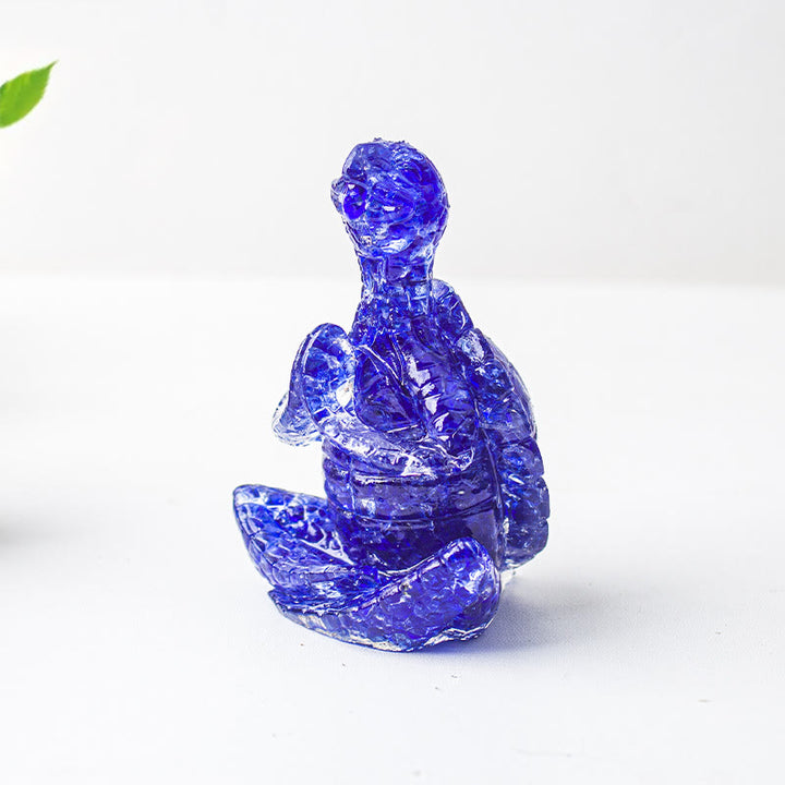 Decorazione in pietra preziosa a forma di tartaruga meditante in resina epossidica di cristallo Olivenorma