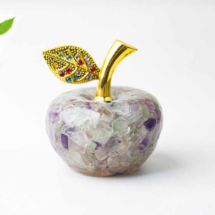 Decorazione in foglia d'oro con pietra preziosa di mela e resina epossidica di cristallo Olivenorma