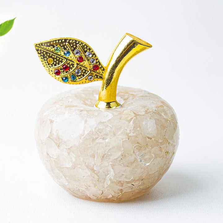 Decorazione in foglia d'oro con pietra preziosa di mela e resina epossidica di cristallo Olivenorma