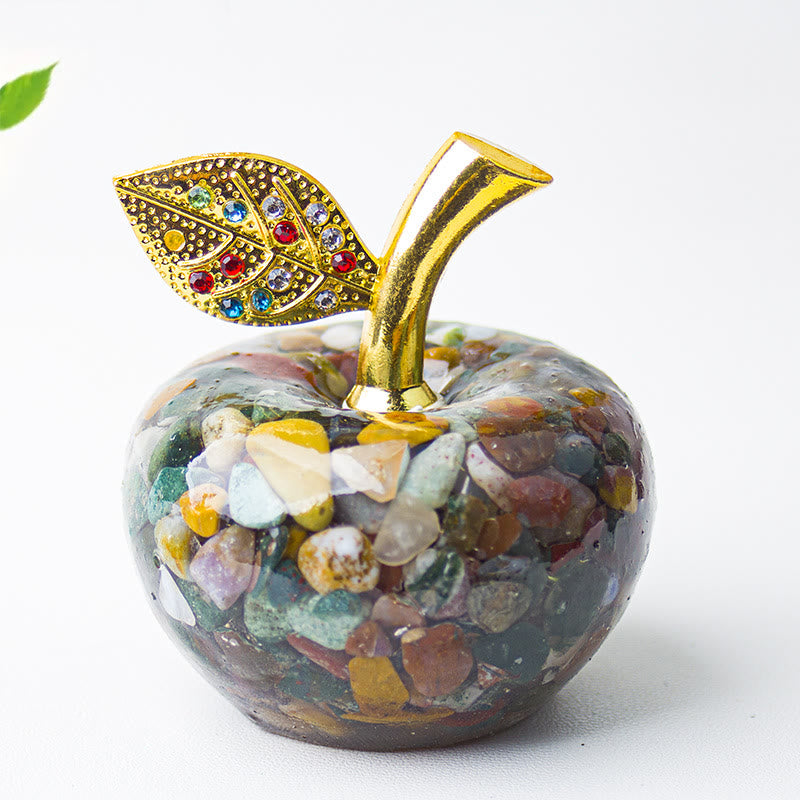 Decorazione in foglia d'oro con pietra preziosa di mela e resina epossidica di cristallo Olivenorma