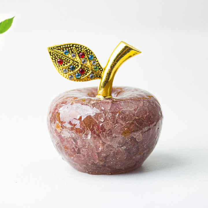 Decorazione in foglia d'oro con pietra preziosa di mela e resina epossidica di cristallo Olivenorma