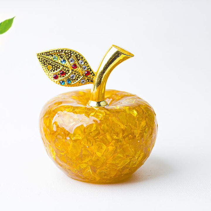 Decorazione in foglia d'oro con pietra preziosa di mela e resina epossidica di cristallo Olivenorma