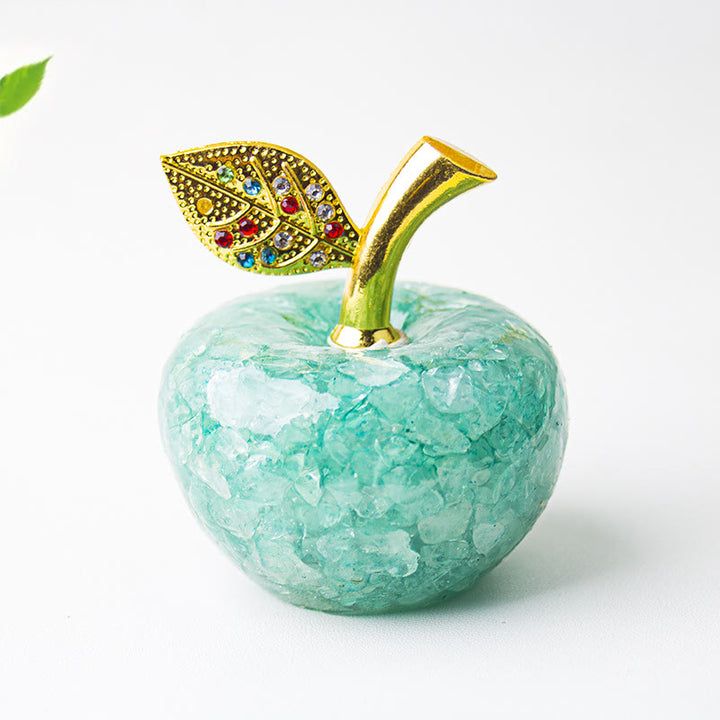 Decorazione in foglia d'oro con pietra preziosa di mela e resina epossidica di cristallo Olivenorma