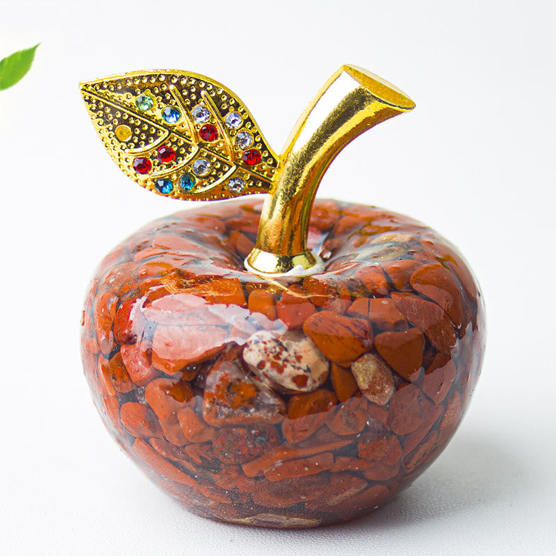 Decorazione in foglia d'oro con pietra preziosa di mela e resina epossidica di cristallo Olivenorma