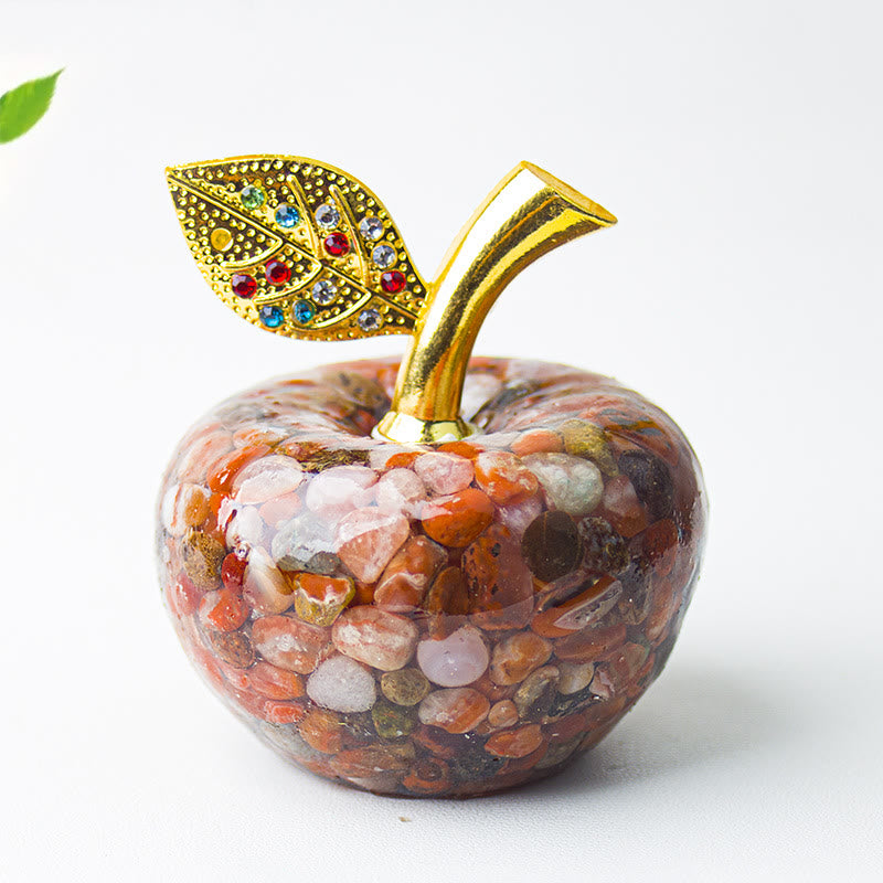 Decorazione in foglia d'oro con pietra preziosa di mela e resina epossidica di cristallo Olivenorma