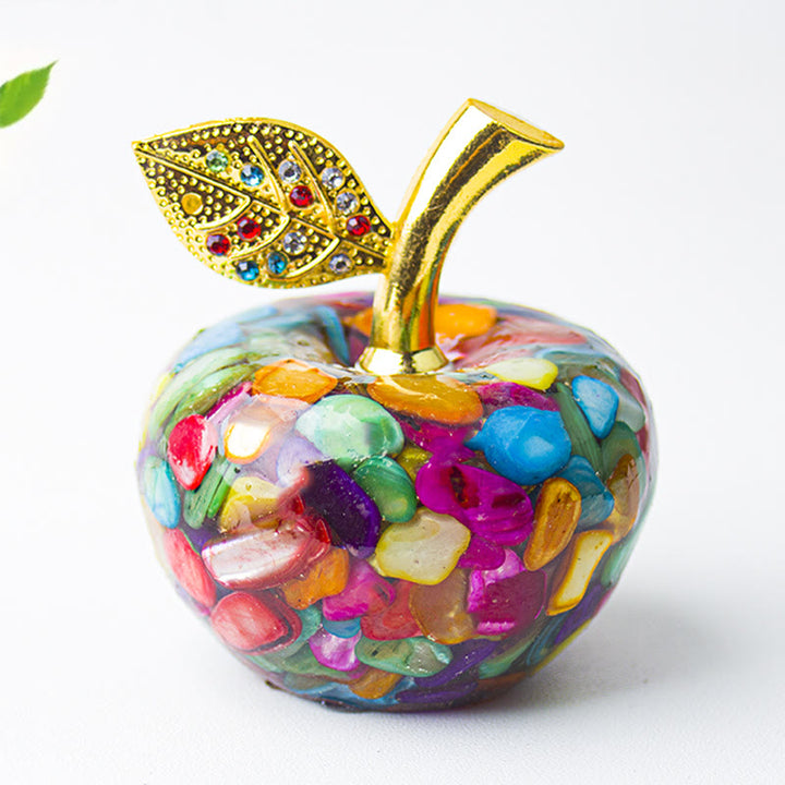 Decorazione in foglia d'oro con pietra preziosa di mela e resina epossidica di cristallo Olivenorma