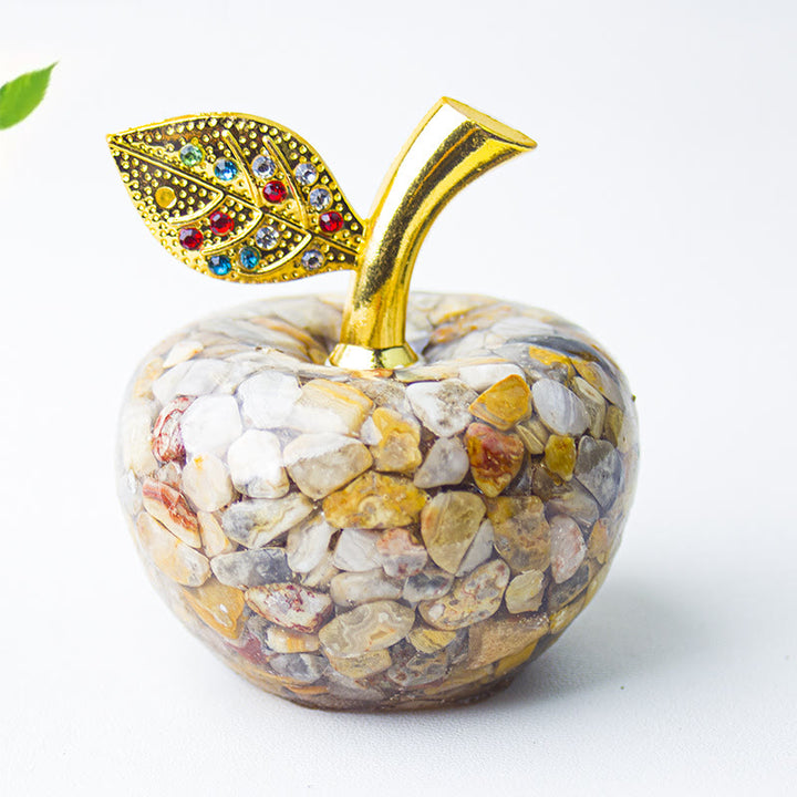 Decorazione in foglia d'oro con pietra preziosa di mela e resina epossidica di cristallo Olivenorma