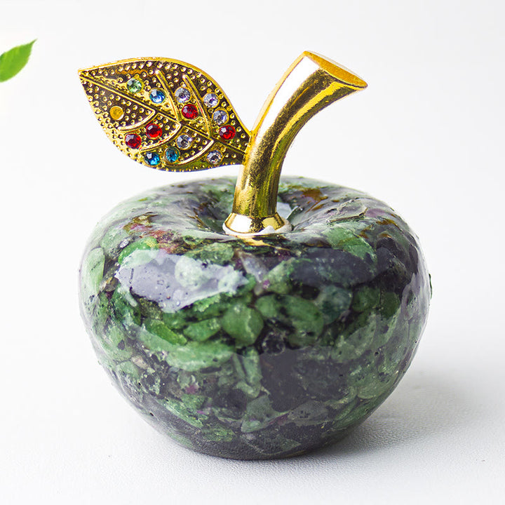 Decorazione in foglia d'oro con pietra preziosa di mela e resina epossidica di cristallo Olivenorma