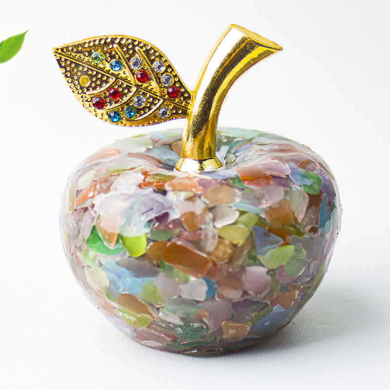 Decorazione in foglia d'oro con pietra preziosa di mela e resina epossidica di cristallo Olivenorma