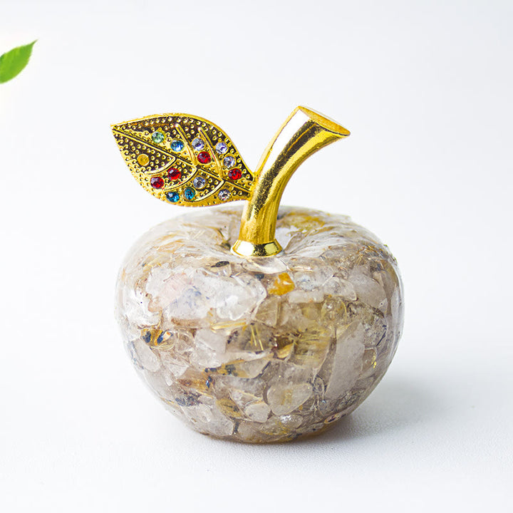Decorazione in foglia d'oro con pietra preziosa di mela e resina epossidica di cristallo Olivenorma