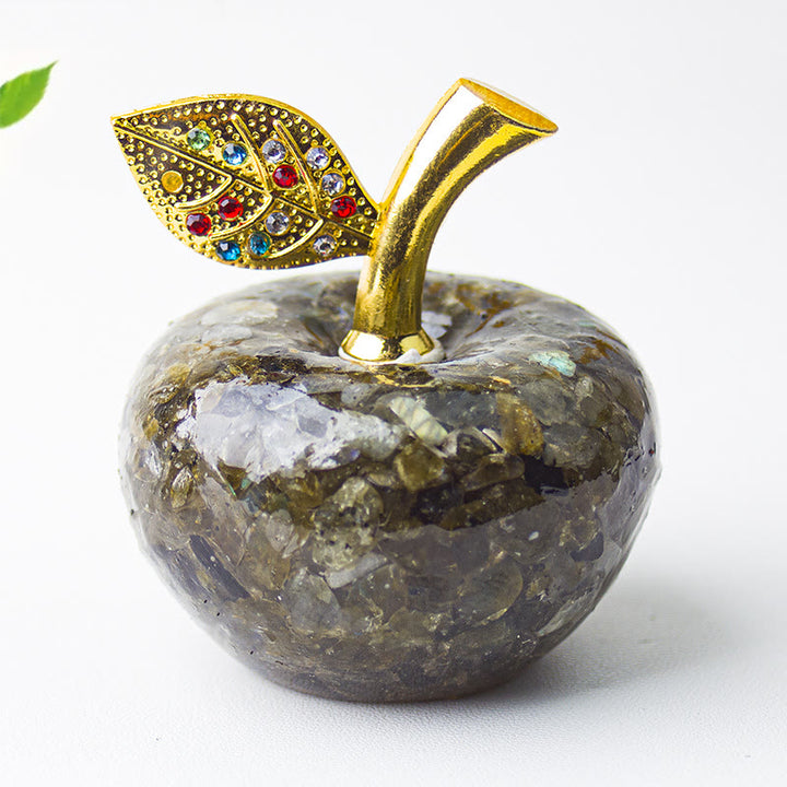 Decorazione in foglia d'oro con pietra preziosa di mela e resina epossidica di cristallo Olivenorma