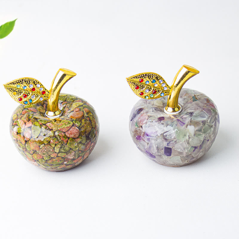 Decorazione in foglia d'oro con pietra preziosa di mela e resina epossidica di cristallo Olivenorma
