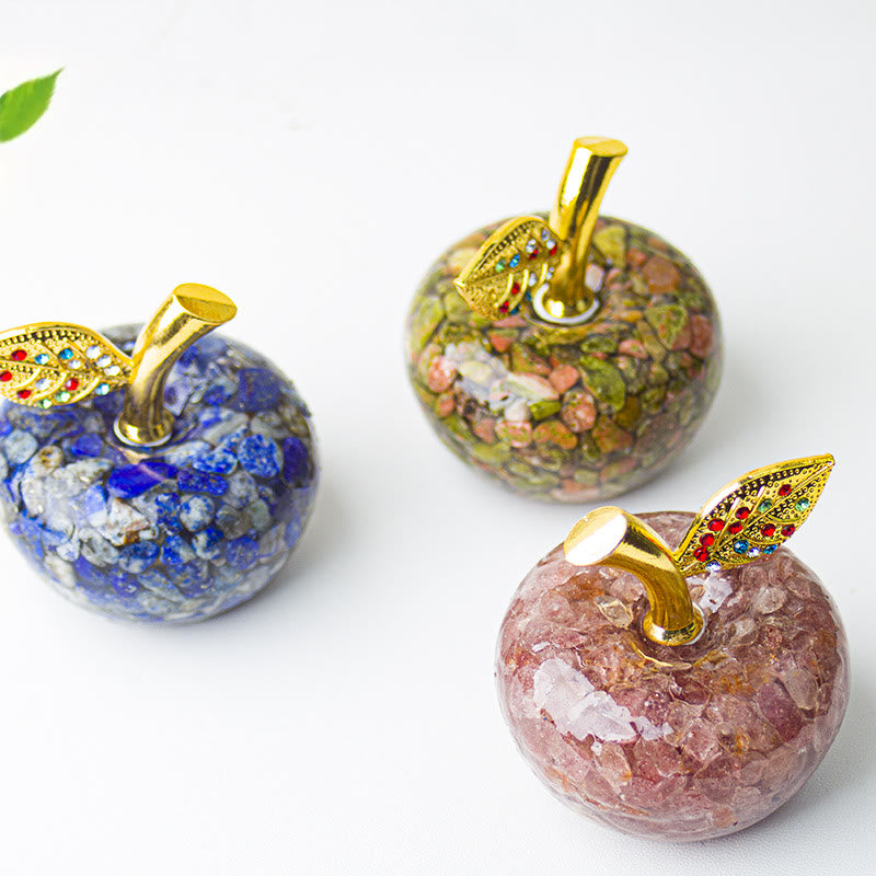 Decorazione in foglia d'oro con pietra preziosa di mela e resina epossidica di cristallo Olivenorma