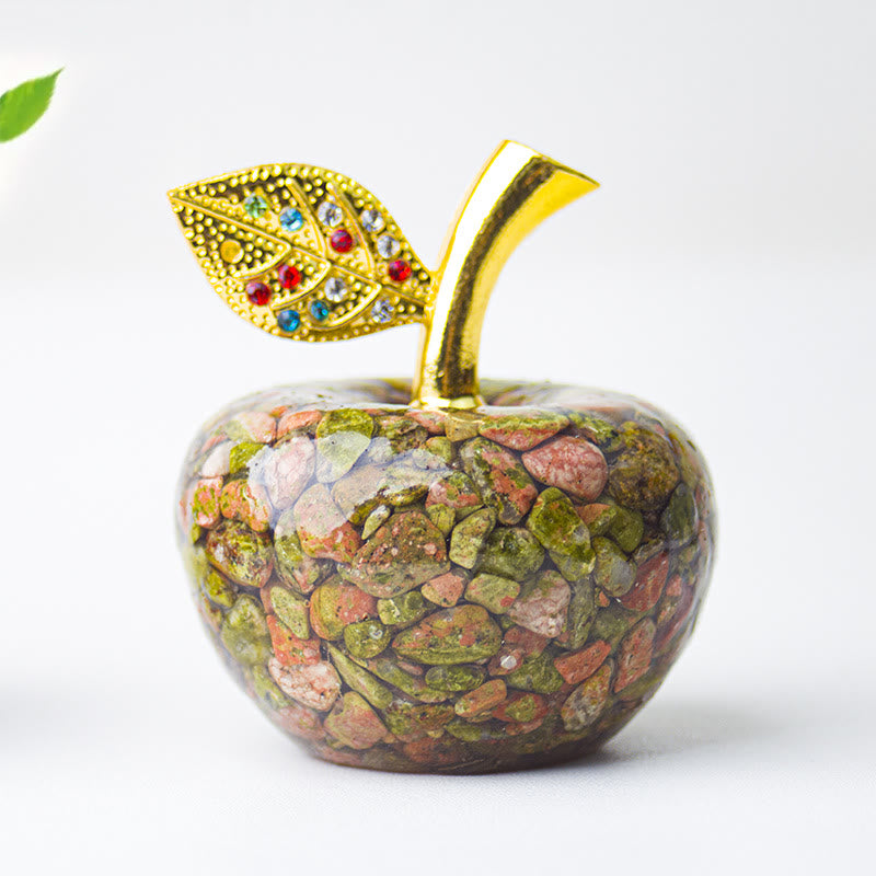 Decorazione in foglia d'oro con pietra preziosa di mela e resina epossidica di cristallo Olivenorma