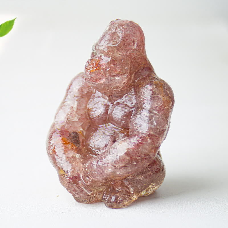 Decorazione con pietra preziosa Gorilla in resina epossidica di cristallo Olivenorma