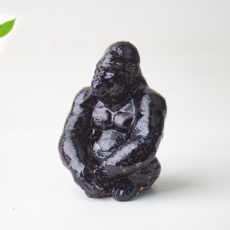 Decorazione con pietra preziosa Gorilla in resina epossidica di cristallo Olivenorma