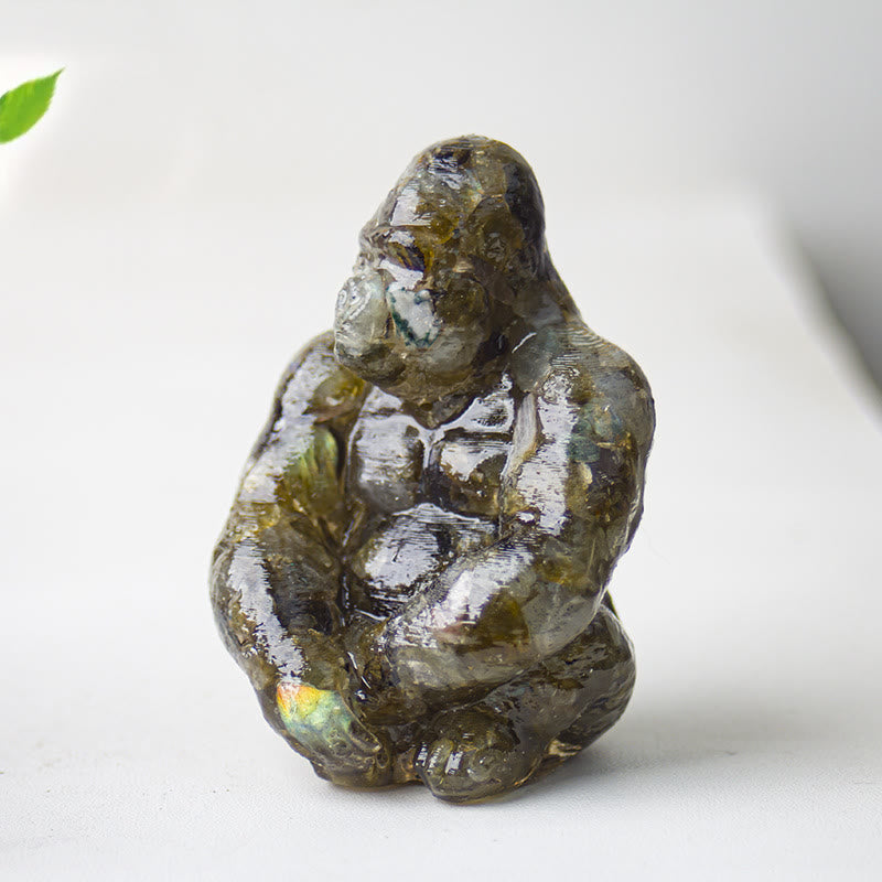 Decorazione con pietra preziosa Gorilla in resina epossidica di cristallo Olivenorma