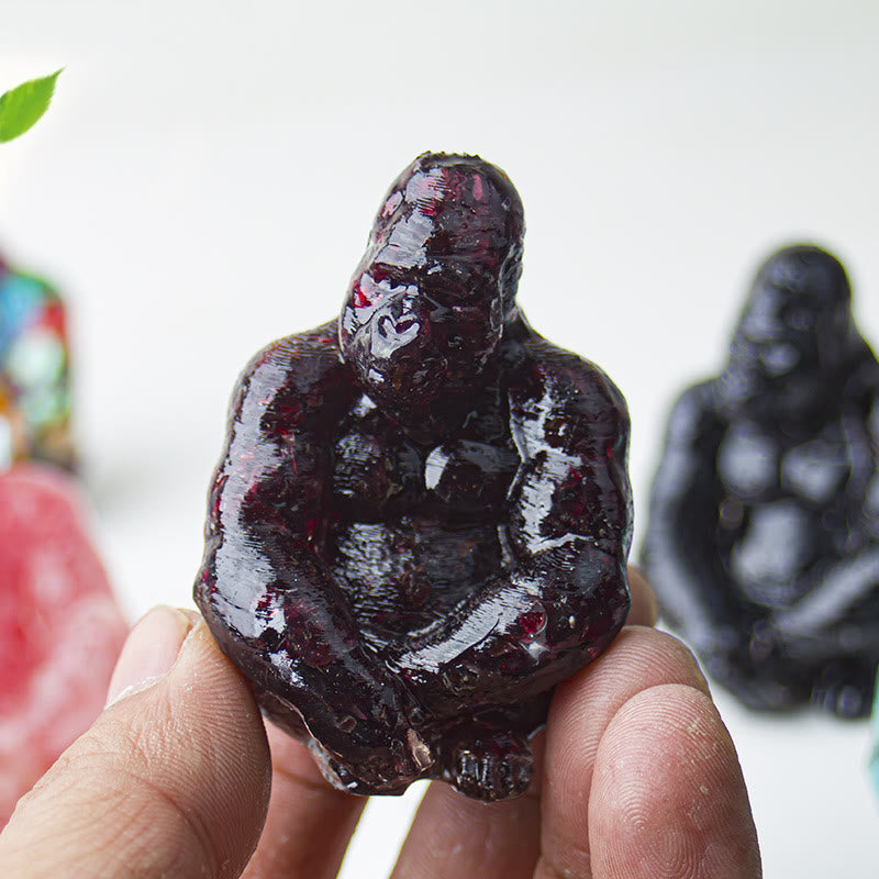 Decorazione con pietra preziosa Gorilla in resina epossidica di cristallo Olivenorma