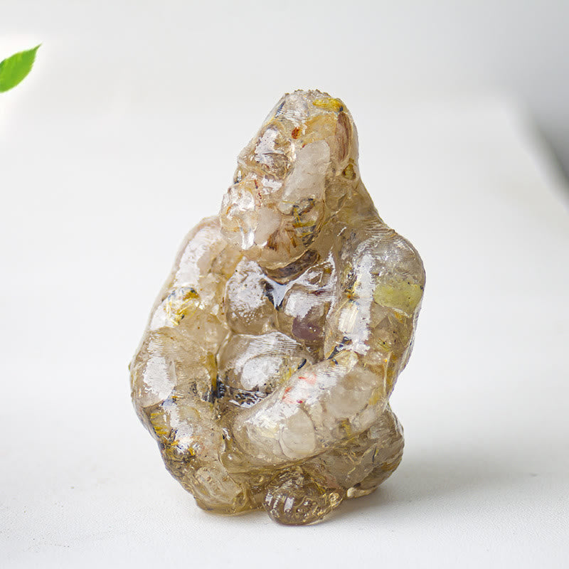 Decorazione con pietra preziosa Gorilla in resina epossidica di cristallo Olivenorma