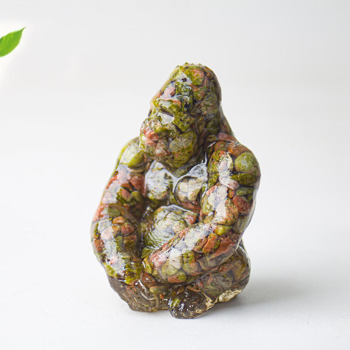 Decorazione con pietra preziosa Gorilla in resina epossidica di cristallo Olivenorma