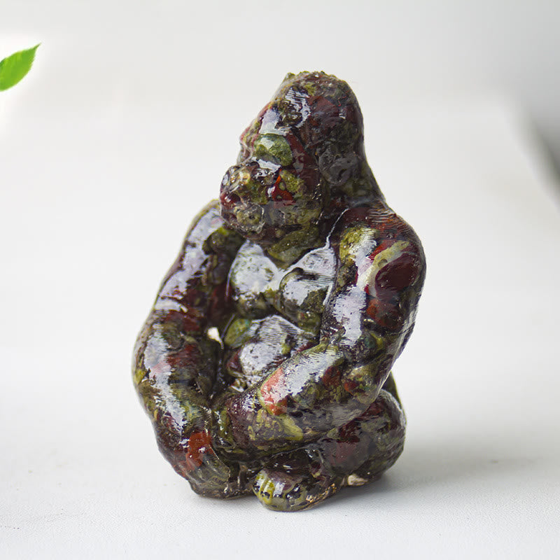 Decorazione con pietra preziosa Gorilla in resina epossidica di cristallo Olivenorma
