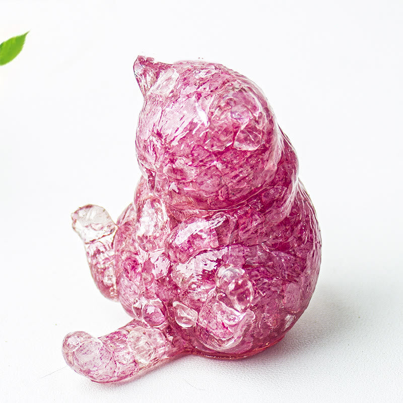 Decorazione con pietra preziosa in resina epossidica di cristallo Olivenorma , gatto in calore