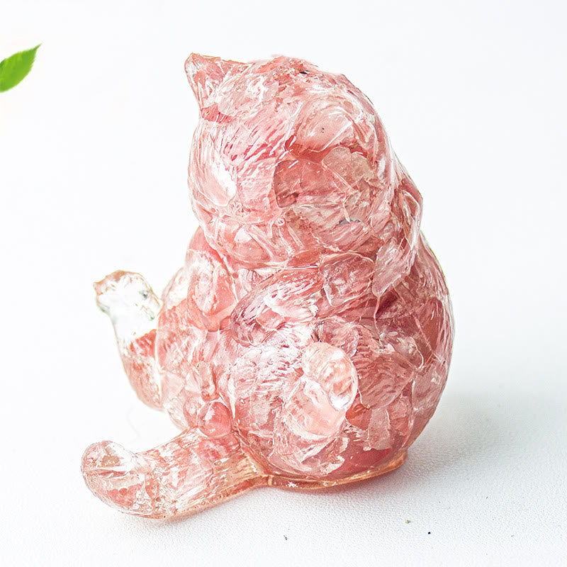 Decorazione con pietra preziosa in resina epossidica di cristallo Olivenorma , gatto in calore