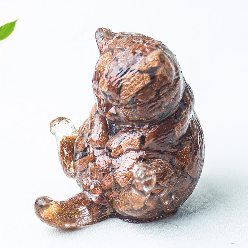Decorazione con pietra preziosa in resina epossidica di cristallo Olivenorma , gatto in calore