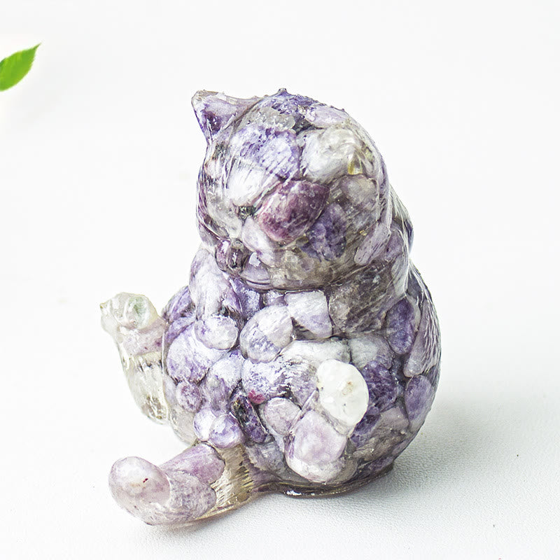 Decorazione con pietra preziosa in resina epossidica di cristallo Olivenorma , gatto in calore