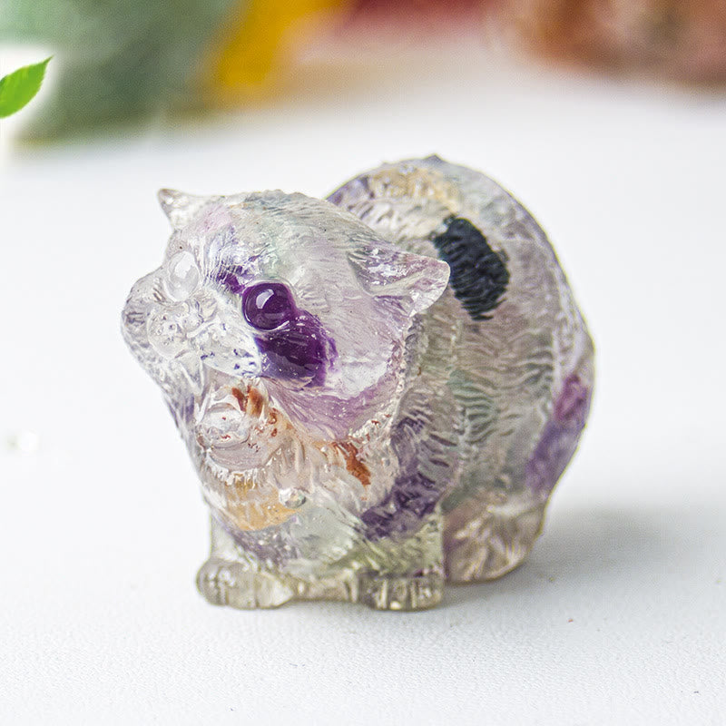Decorazione con pietre preziose Olivenorma Crystal Epoxy Fighting Cats