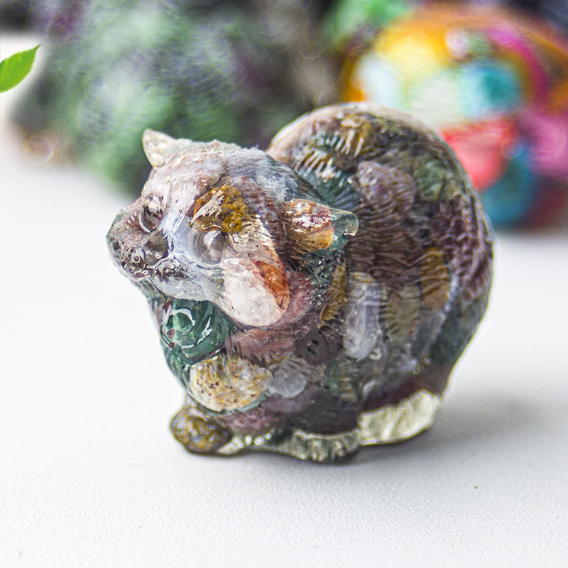 Decorazione con pietre preziose Olivenorma Crystal Epoxy Fighting Cats