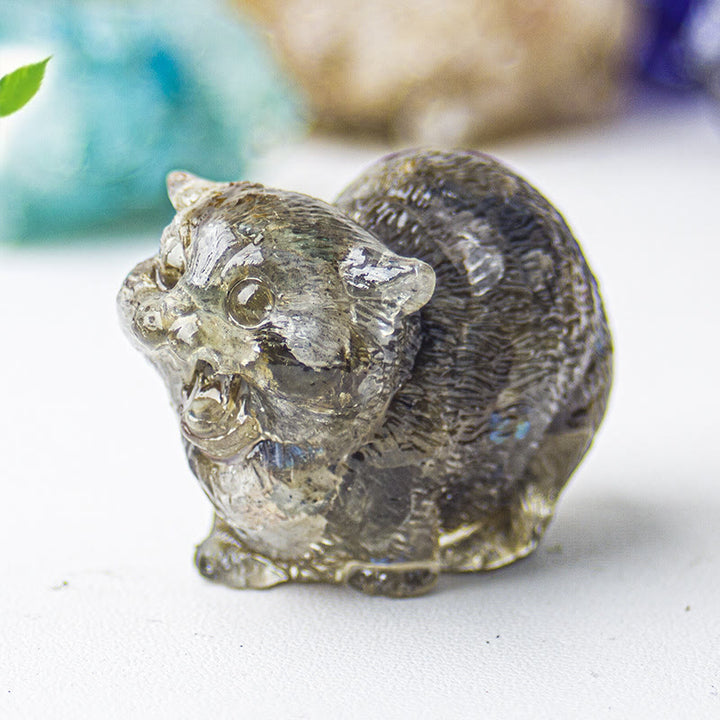 Decorazione con pietre preziose Olivenorma Crystal Epoxy Fighting Cats