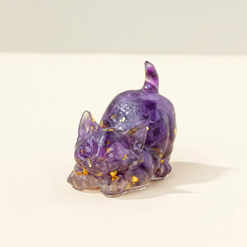 Decorazione con pietra preziosa a forma di gattino in resina epossidica di cristallo Olivenorma