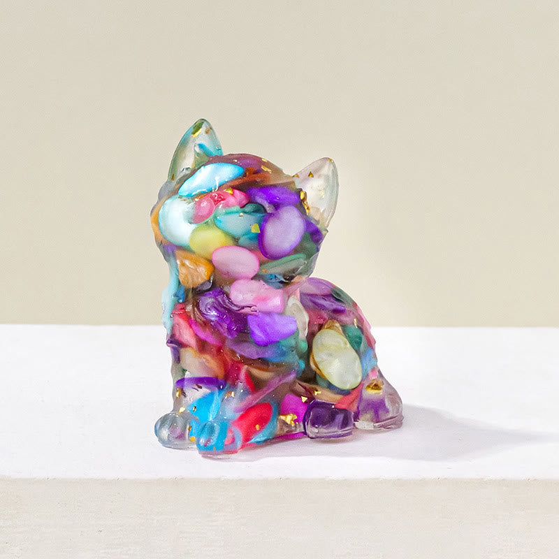 Decorazione con pietra preziosa a forma di gattino in resina epossidica di cristallo Olivenorma