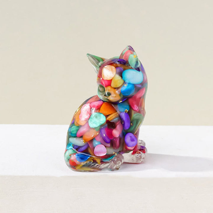 Decorazione con pietra preziosa a forma di gattino in resina epossidica di cristallo Olivenorma