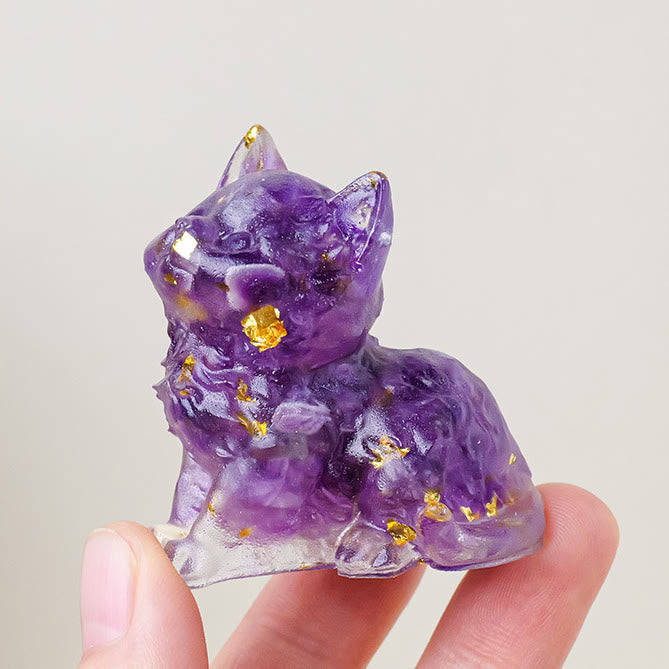 Decorazione con pietra preziosa a forma di gattino in resina epossidica di cristallo Olivenorma