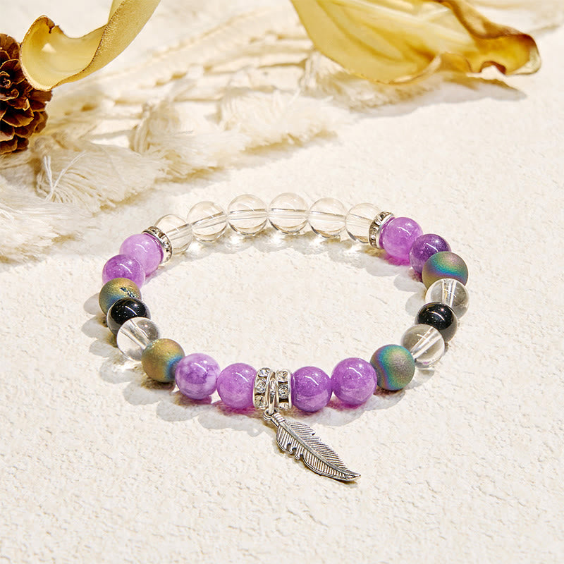 Bracciale purificante con ciondolo a forma di piuma "Earth Song" Olivenorma - Pietra naturale - image 1