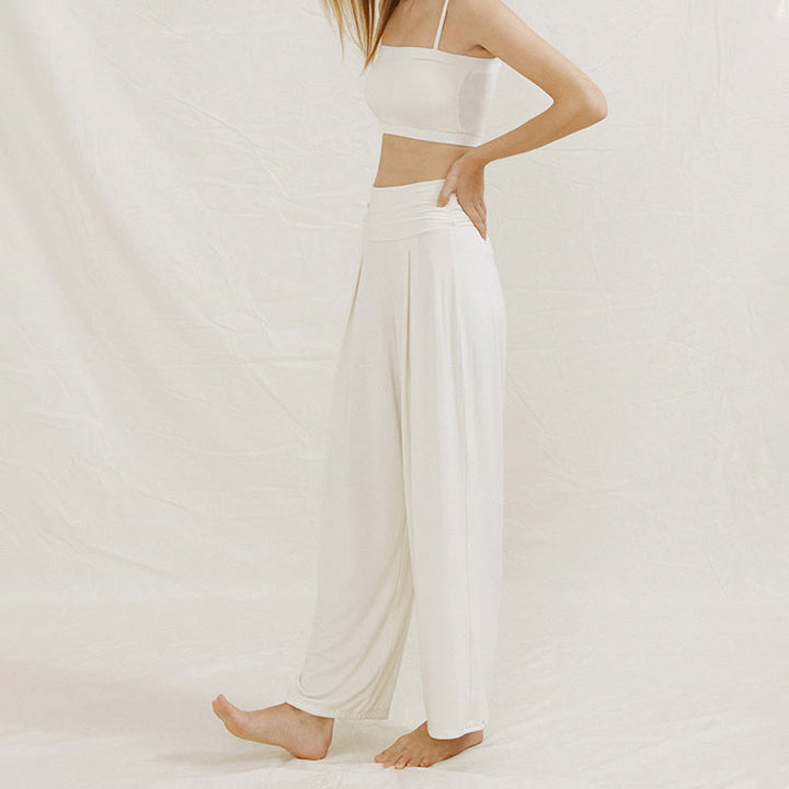 Pantaloni da yoga a gamba larga regolabili Olivenorma