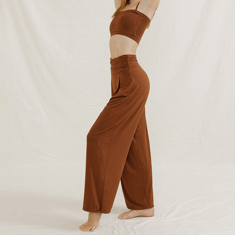Pantaloni da yoga a gamba larga regolabili Olivenorma