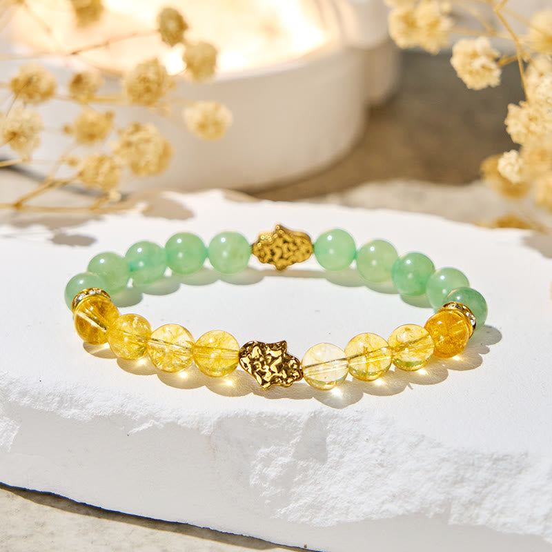 Bracciale della prosperità Olivenorma "Sunluck Flow" con citrino e avventurina verde - Pietra naturale - image 1