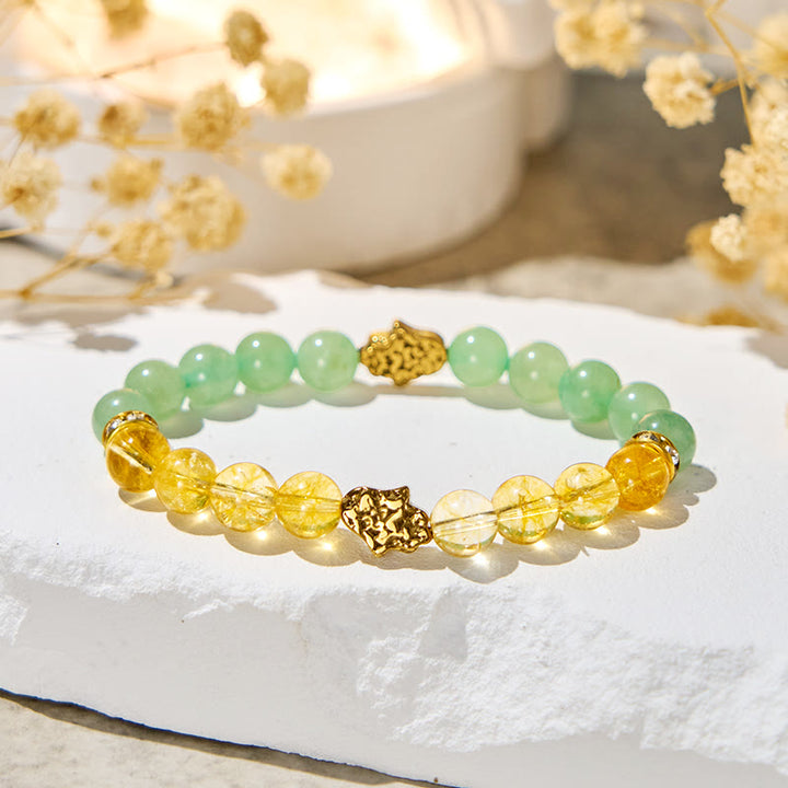 Bracciale della prosperità Olivenorma "Sunluck Flow" con citrino e avventurina verde - Pietra naturale - image 1