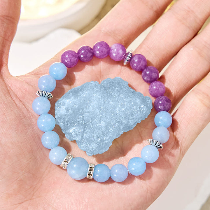 Bracciale Olivenorma "Tide & Bloom" in acquamarina e lepidolite - image 3