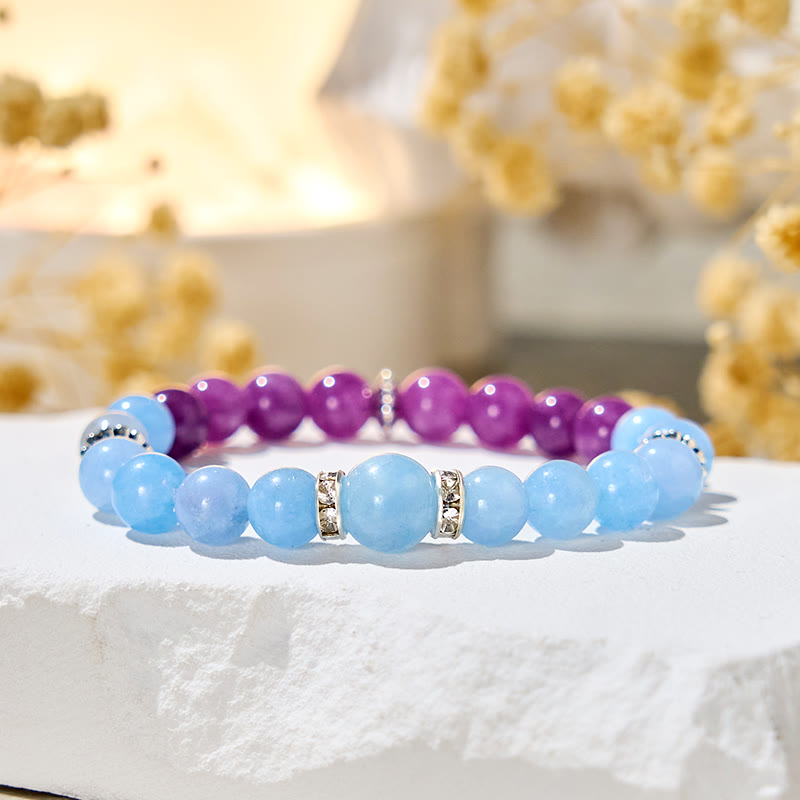 Bracciale Olivenorma "Tide & Bloom" in acquamarina e lepidolite - image 5