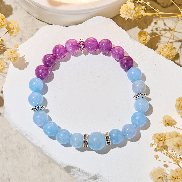 Bracciale Olivenorma "Tide & Bloom" in acquamarina e lepidolite - image 4