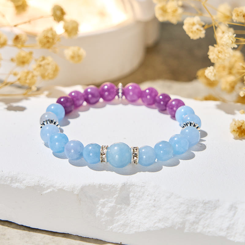Bracciale Olivenorma "Tide & Bloom" in acquamarina e lepidolite - Pietra naturale - image 1