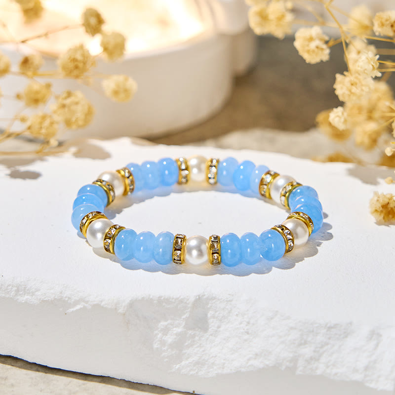 Bracciale "Ocean Calm" Olivenorma in acquamarina e perle per la pace interiore - Pietra naturale - image 1