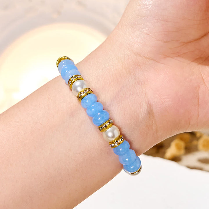 Bracciale "Ocean Calm" Olivenorma in acquamarina e perle per la pace interiore - image 2