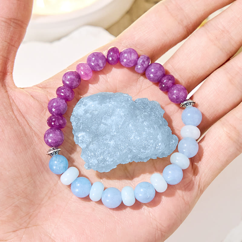Bracciale Olivenorma "Luna Mist" in acquamarina e ametista per l'equilibrio emozionale - image 2