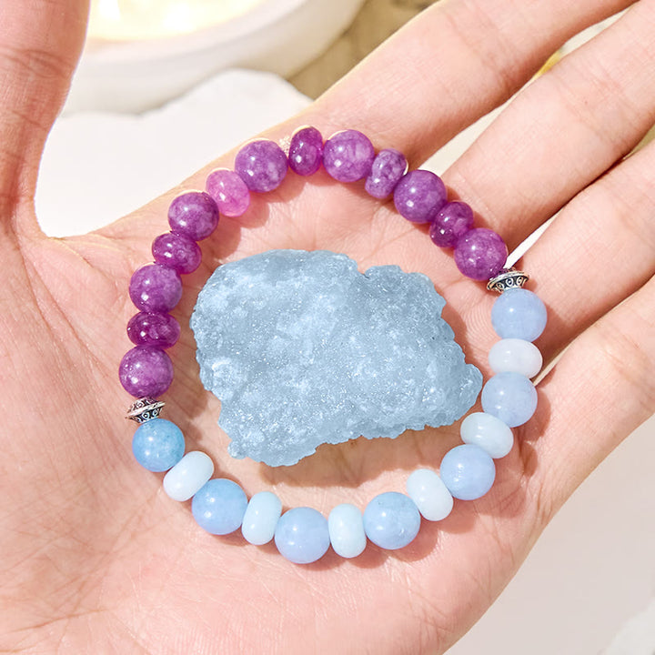 Bracciale Olivenorma "Luna Mist" in acquamarina e ametista per l'equilibrio emozionale - image 2